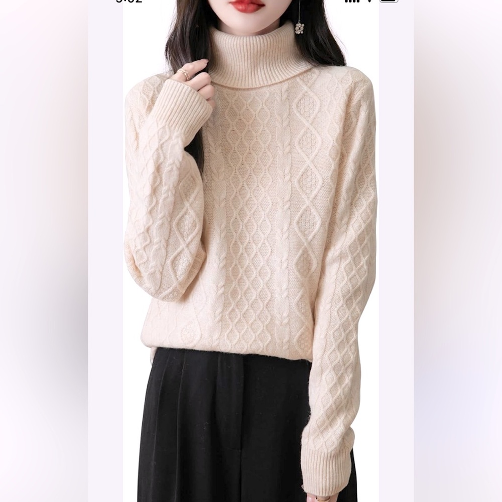 NWOT Truth by Rep. Knitted Ballon Sleeves Turtle Neck Sweater Size M